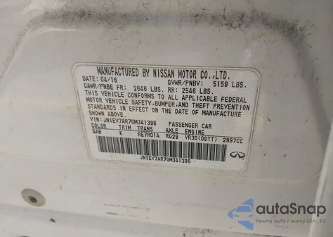 2016 Infiniti Q50 Premium/Sport from USA, damaged, VIN JN1EV7AR7GM341396